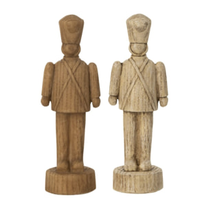 J-Line Casse-Noisette Effet Bois Polyrésine Marron Foncé/Beige Small Assortiment De 2