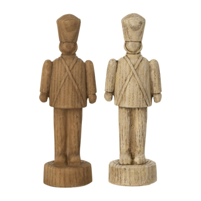 J-Line Casse-Noisette Effet Bois Polyrésine Marron Foncé/Beige Small Assortiment De 2