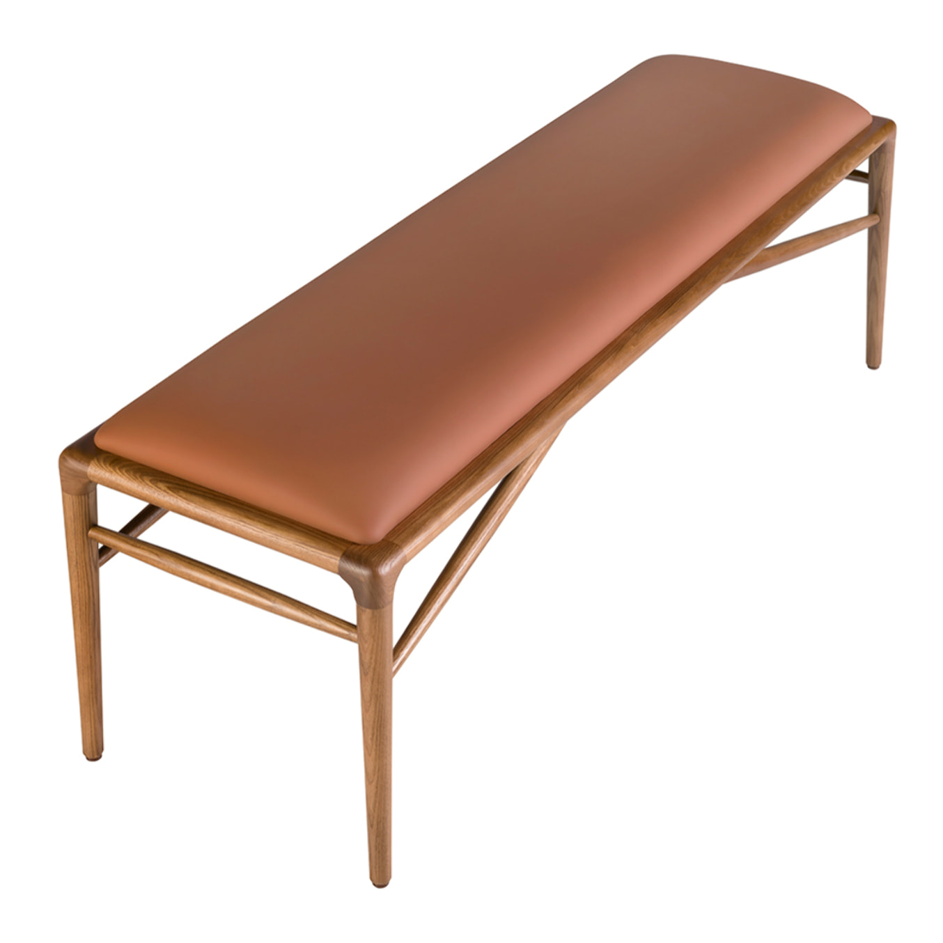 Banqueta Angel Cerdá con asiento tapizado en polipiel en marrón 130x40x43cm