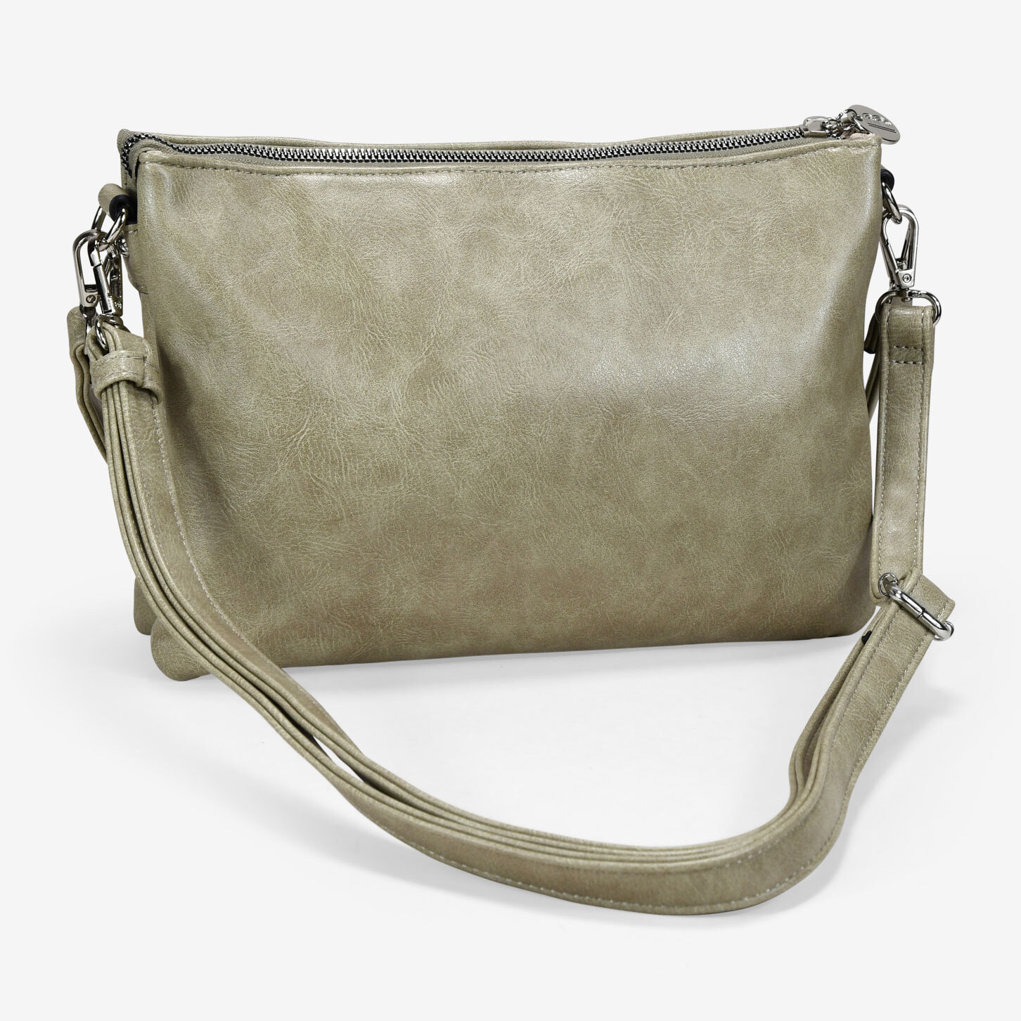 Bolso de hombro verde con cremallera y tachas