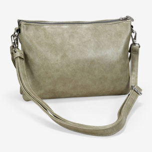 Bolso de hombro verde con cremallera y tachas