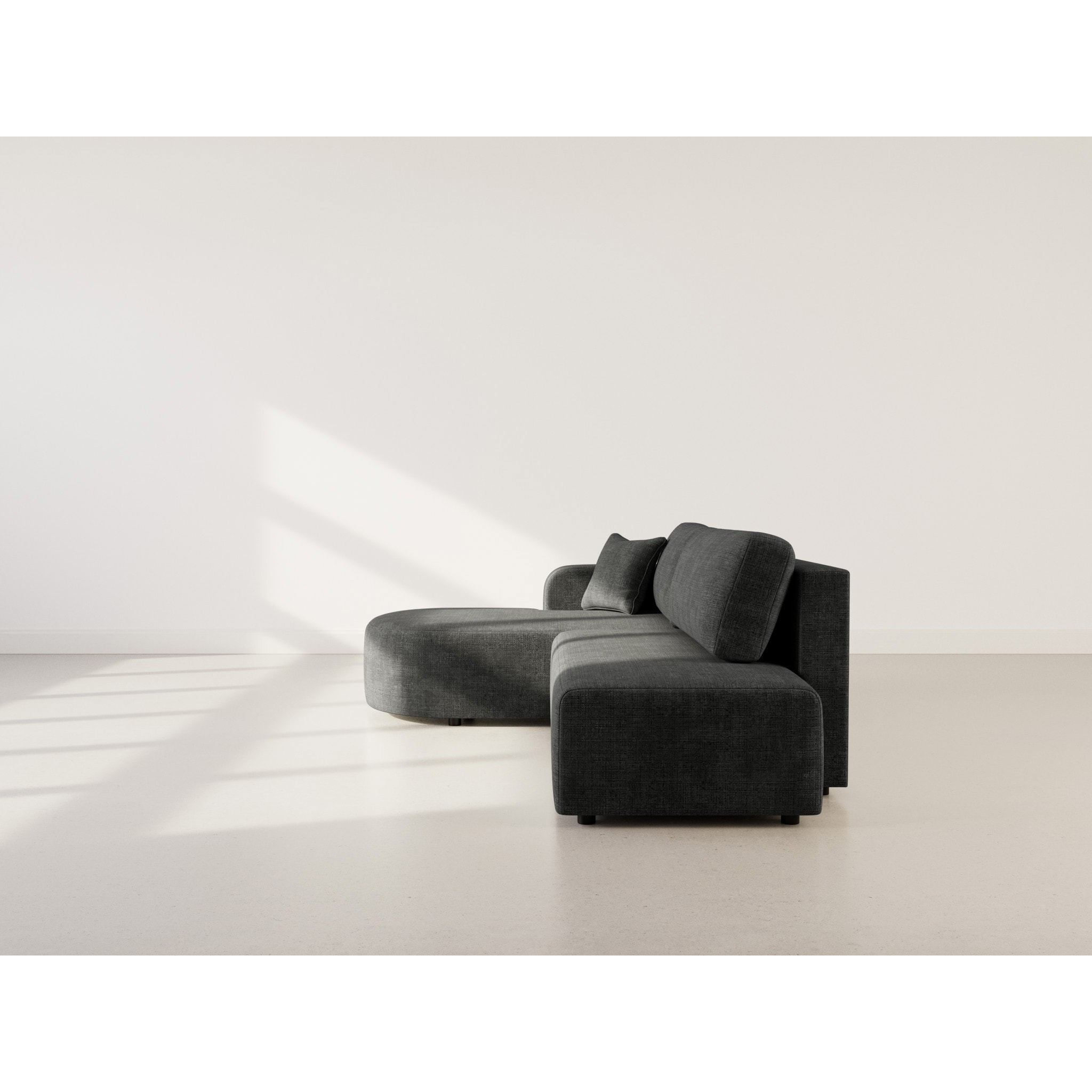 Miro - Canapé d'angle gauche 4 places convertible avec coffre en velours texturé - Gris Anthracite