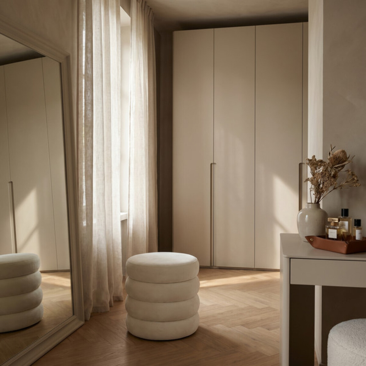 Pouf Contenitore Rotondo in Velluto con Coperchio, Seduta Imbottita con Vano Contenitore Salvaspazio dallo Stile Elegante per Soggiorno, Camera da Letto e Ingresso