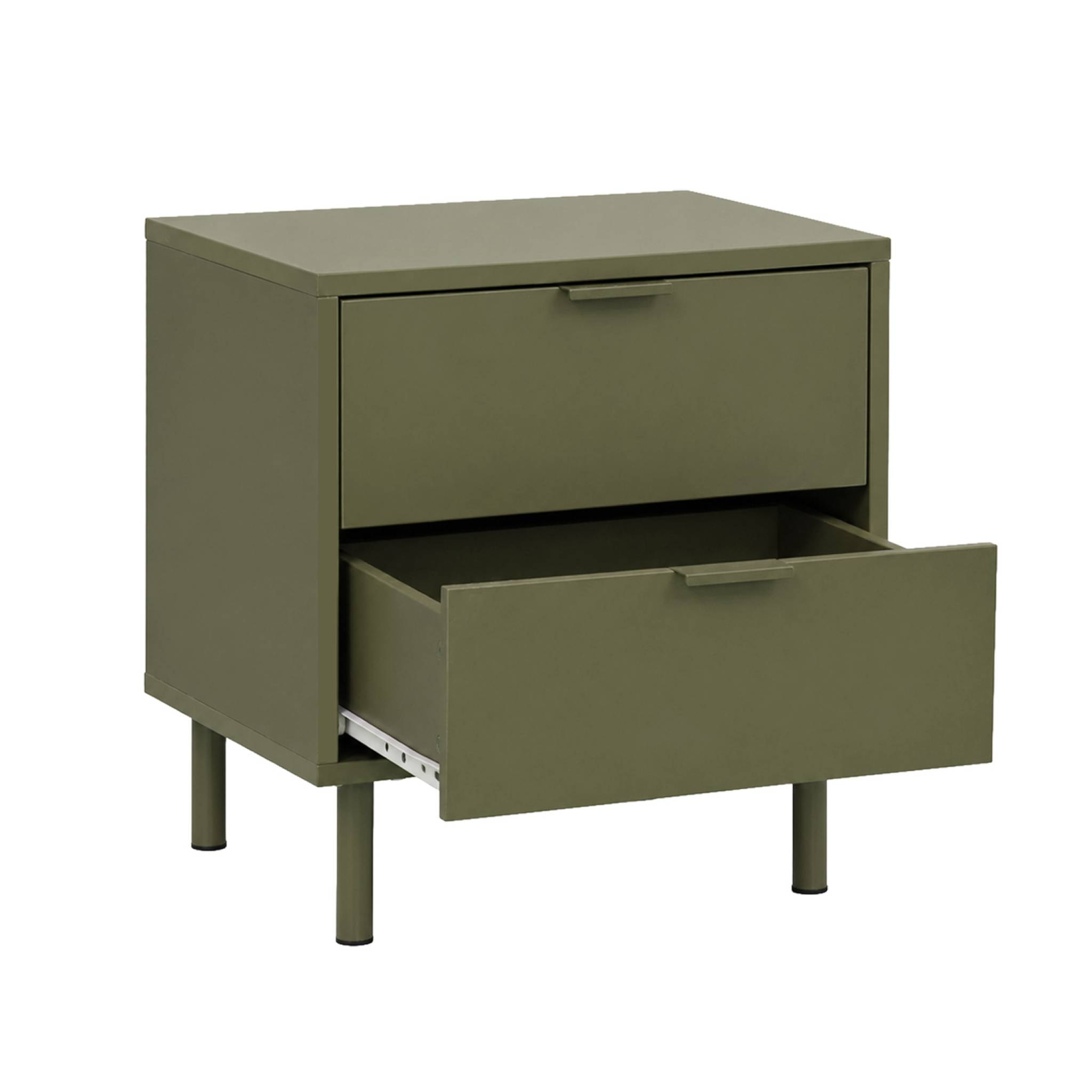 Table de chevet décor bois et métal 2 tiroirs (lot de 2) ELLIE