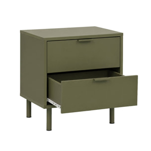 Table de chevet décor bois et métal 2 tiroirs (lot de 2) ELLIE