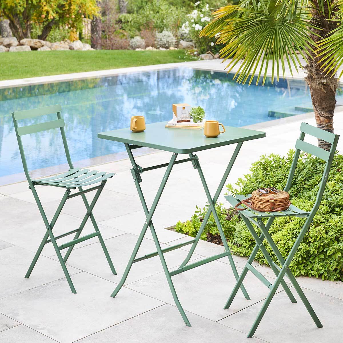 Table haute pliante de jardin Greensboro Vert olive