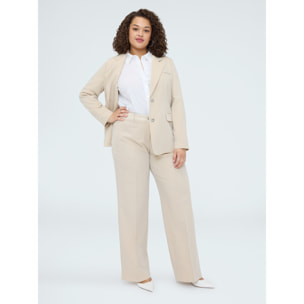 Fiorella Rubino - Pantalones Regular efecto raya diplomática - Beige