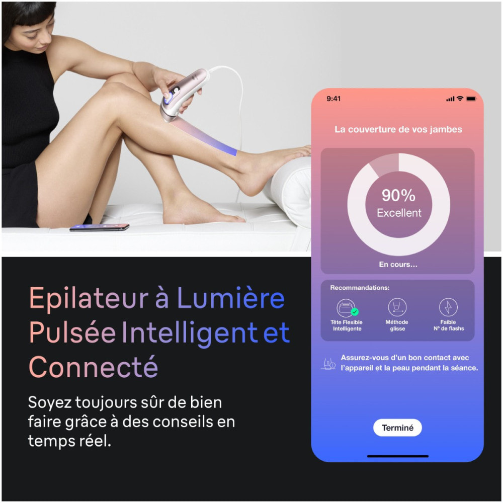 pilateur IPL Braun Smart Skin i·expert, Lumière Pulsée, 2 Têtes Intelligentes, PL7211
