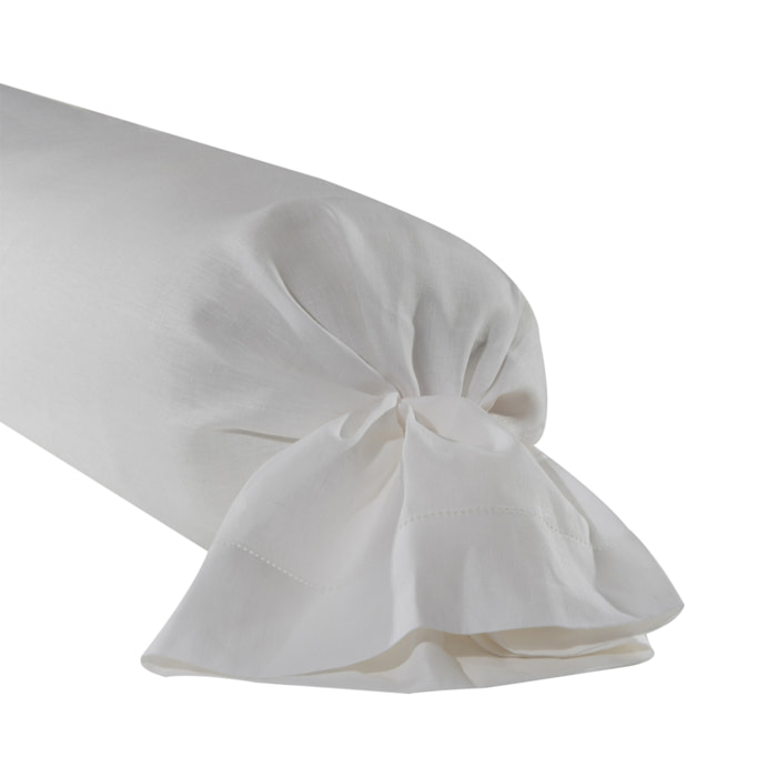 Taie de traversin unie en lin, Made in France, CYTHÈRE , Blanc