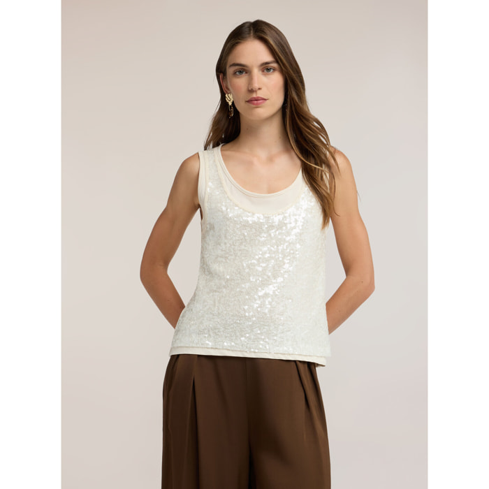 Motivi - Top full paillettes - Beige