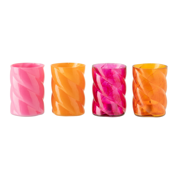 J-Line Photophore - verre - orange/rose - small - 4 pièces