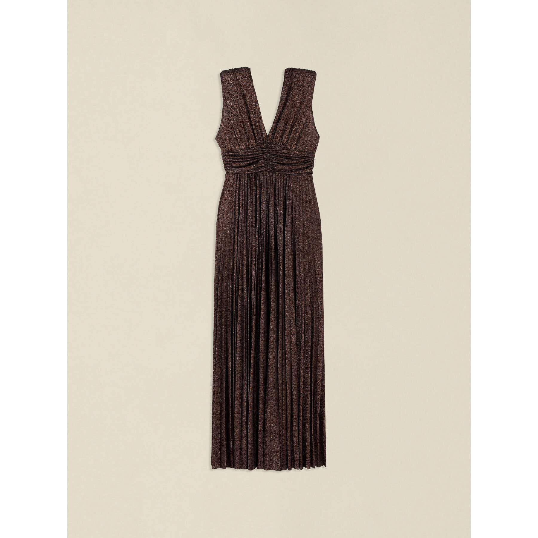 Oltre - Vestito lungo in jersey lurex - Marrone
