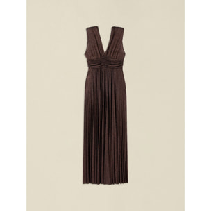 Oltre - Vestito lungo in jersey lurex - Marrone