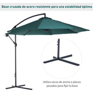 Sombrilla Reclinable de Acero y Poliéster Φ3x2,6m Verde