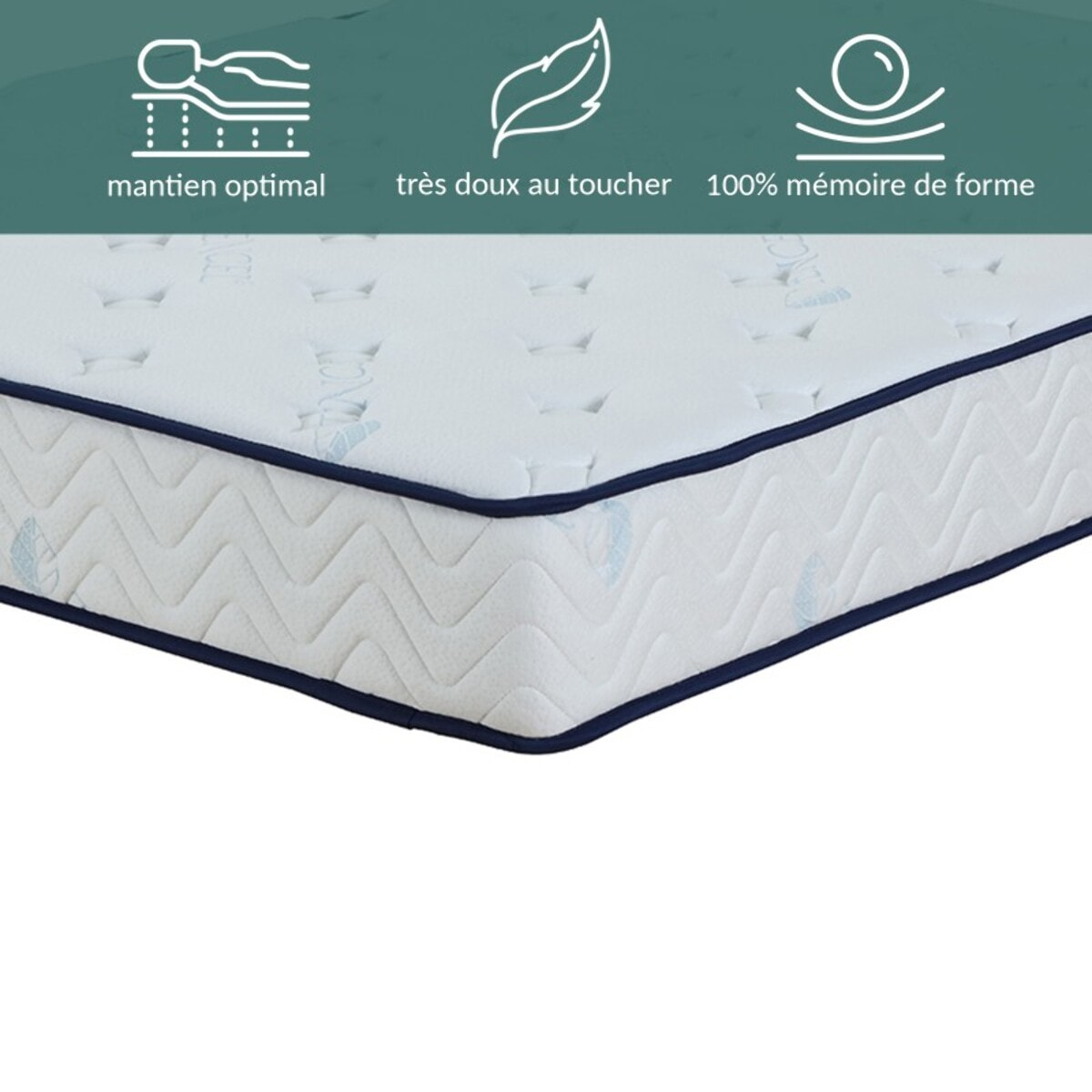 Matelas Iceland, 100% mémoire de forme et gel frais, Tissu Tencel : Soutien morphologique