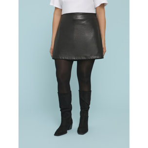 Fiorella Rubino - Minifalda efecto cocodrilo - Negro
