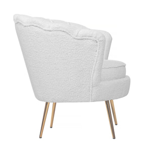 Fauteuil bouclette "Floria" - 75 x 68 x 77,5 cm -  Blanc