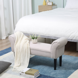 Taburete Pie de Cama Banqueta con Brazos Tapizada tipo Banco de Madera para Dormitorio Salón Recibidor 102x36x51cm Carga 130kg