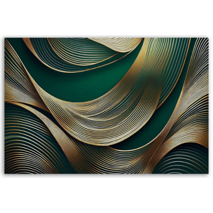Tableau lignes dorées sur vert profond Toile imprimée