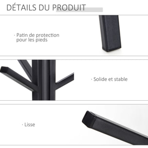 Porte-manteau trépied design contemporain branches étagère + 9 patères dim. 45L x 45l x 180H cm métal noir