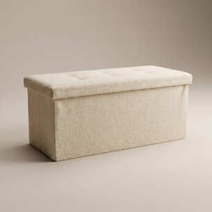Pouf contenitore imbottito in tessuto con seduta lunga, panca multifunzione con spazio interno, ideale come poggiapiedi, seduta o contenitore, pratico e versatile per soggiorno, camera o ingresso, facile da pulire, dimensioni 76x34x34 cm