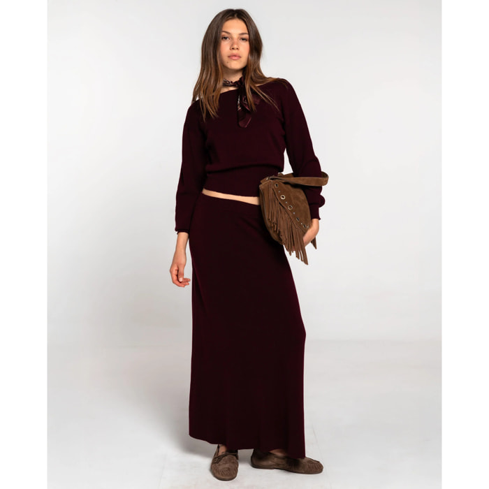 Falda larga de punto recta de mujer