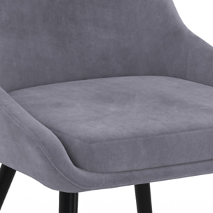 Chaises Olivia velours mix couleurs (bleu, gris clair, gris foncé, jaune) pieds métal - lot de 4
