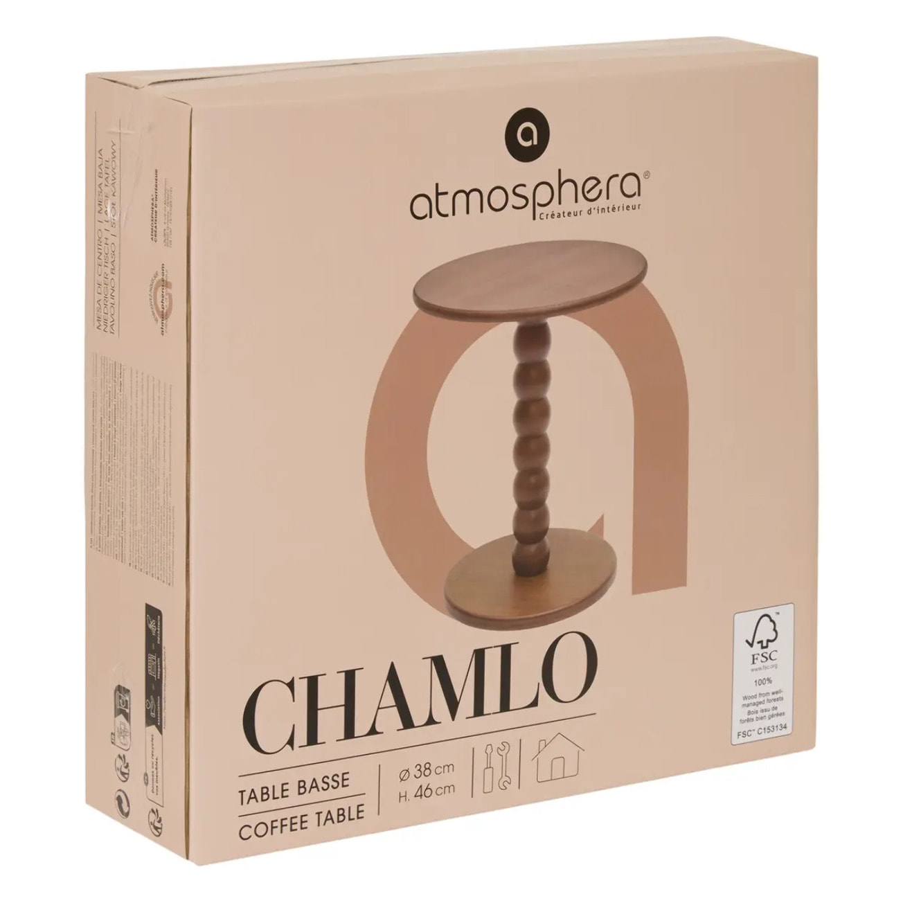 Table d'appoint Chamlo ronde D.38cm marron