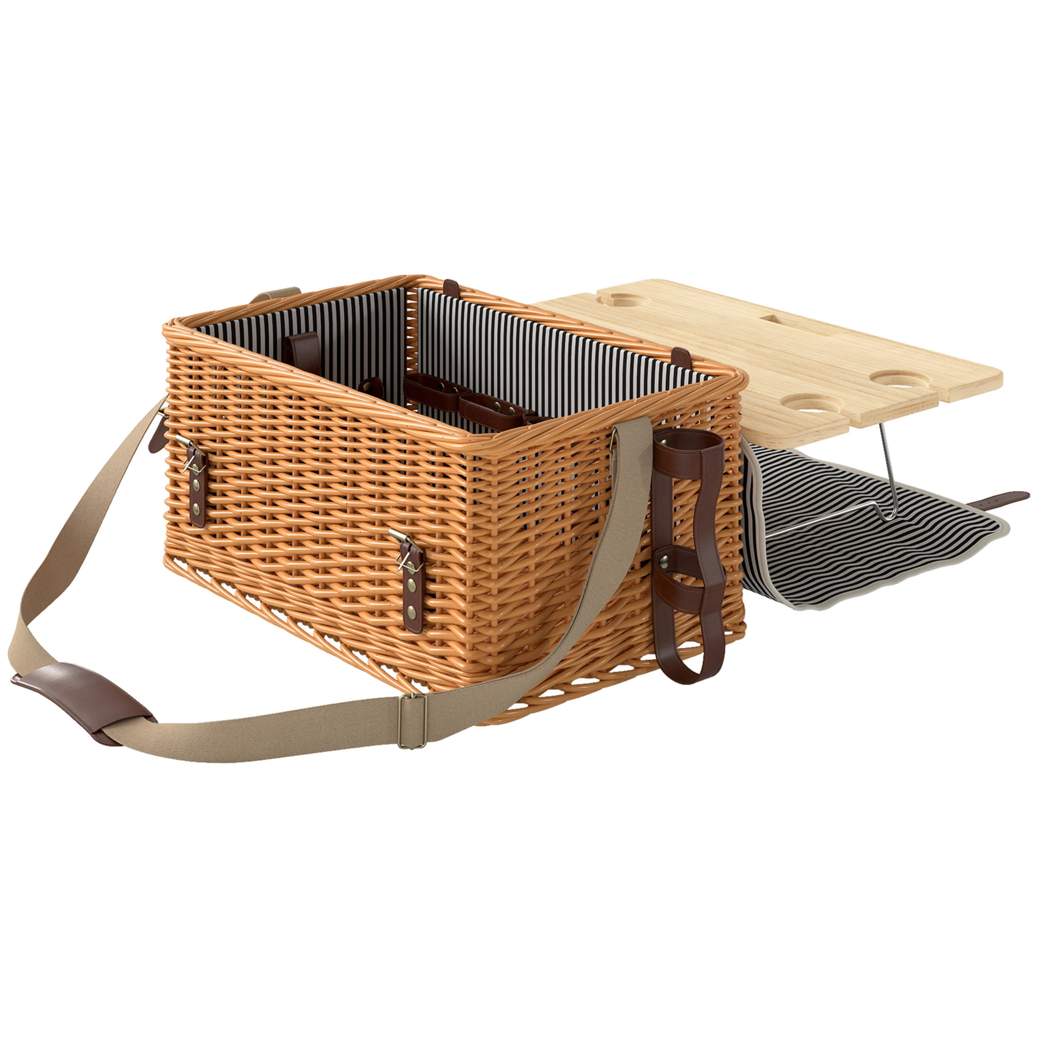 Panier de pique-nique en osier ensemble panier pique-nique 4 personnes avec petite table et accessoires