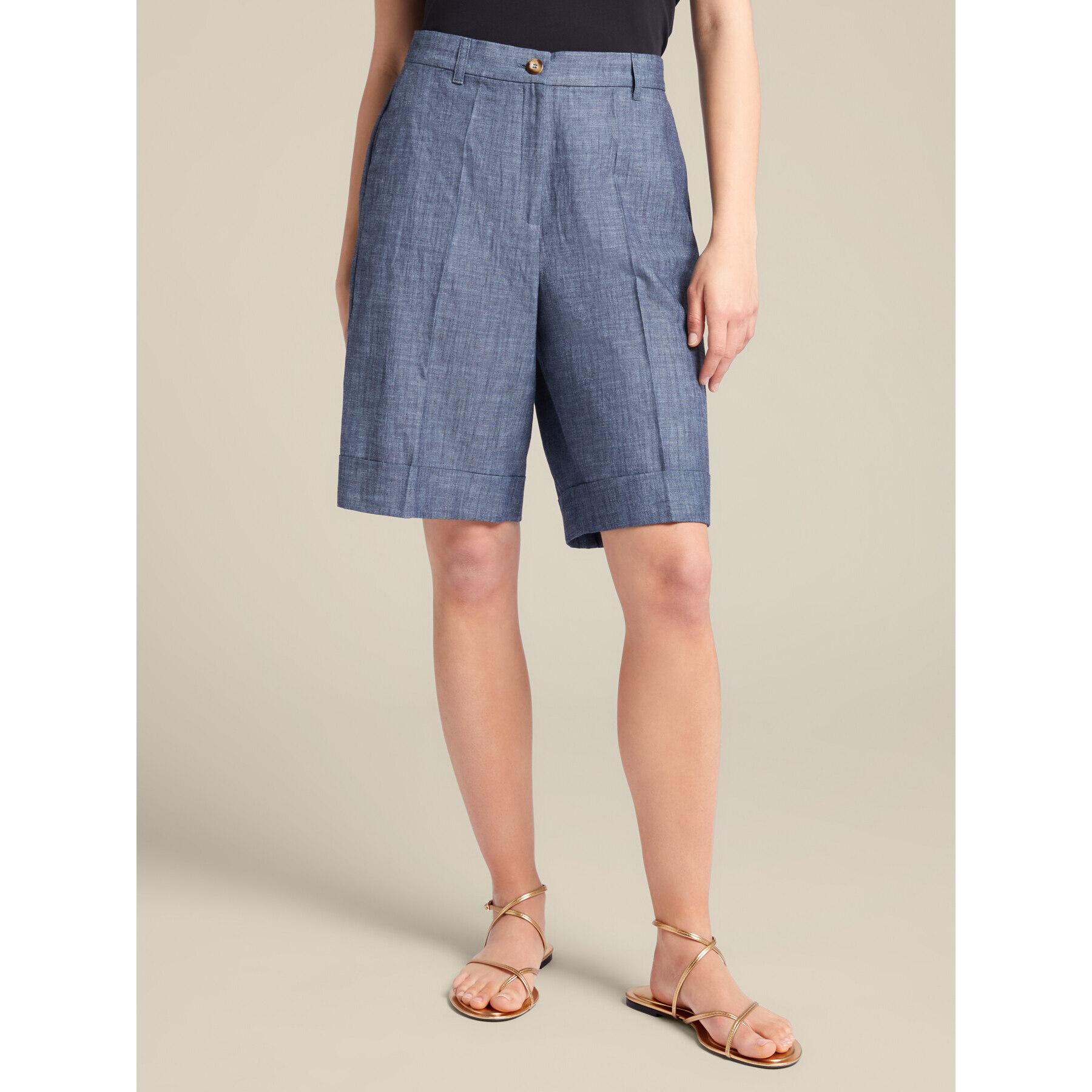 Elena Mirò - Pantaloni corti in chambray - Blu