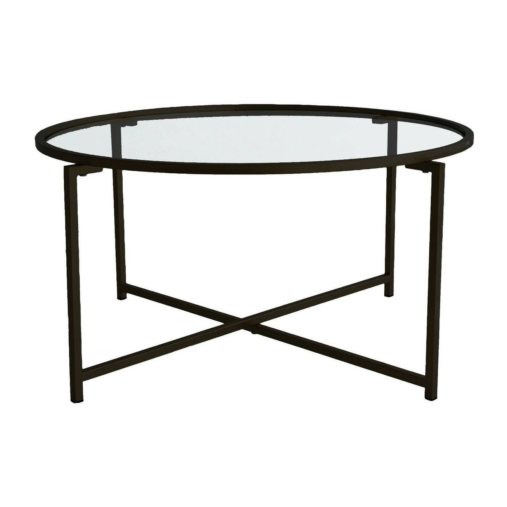 Tavolino da salotto Ecaterina, Tavolo basso da caffè, Portariviste per divano, Ripiano da soggiorno, 83x82h40 cm, Nero