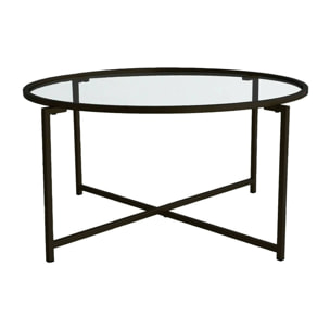 Tavolino da salotto Ecaterina, Tavolo basso da caffè, Portariviste per divano, Ripiano da soggiorno, 83x82h40 cm, Nero