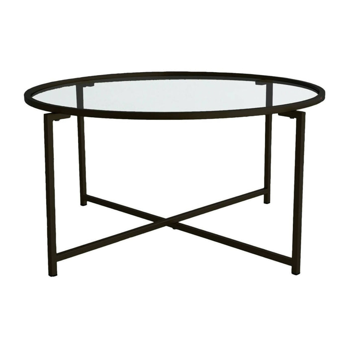 Tavolino da salotto Ecaterina, Tavolo basso da caffè, Portariviste per divano, Ripiano da soggiorno, 83x82h40 cm, Nero