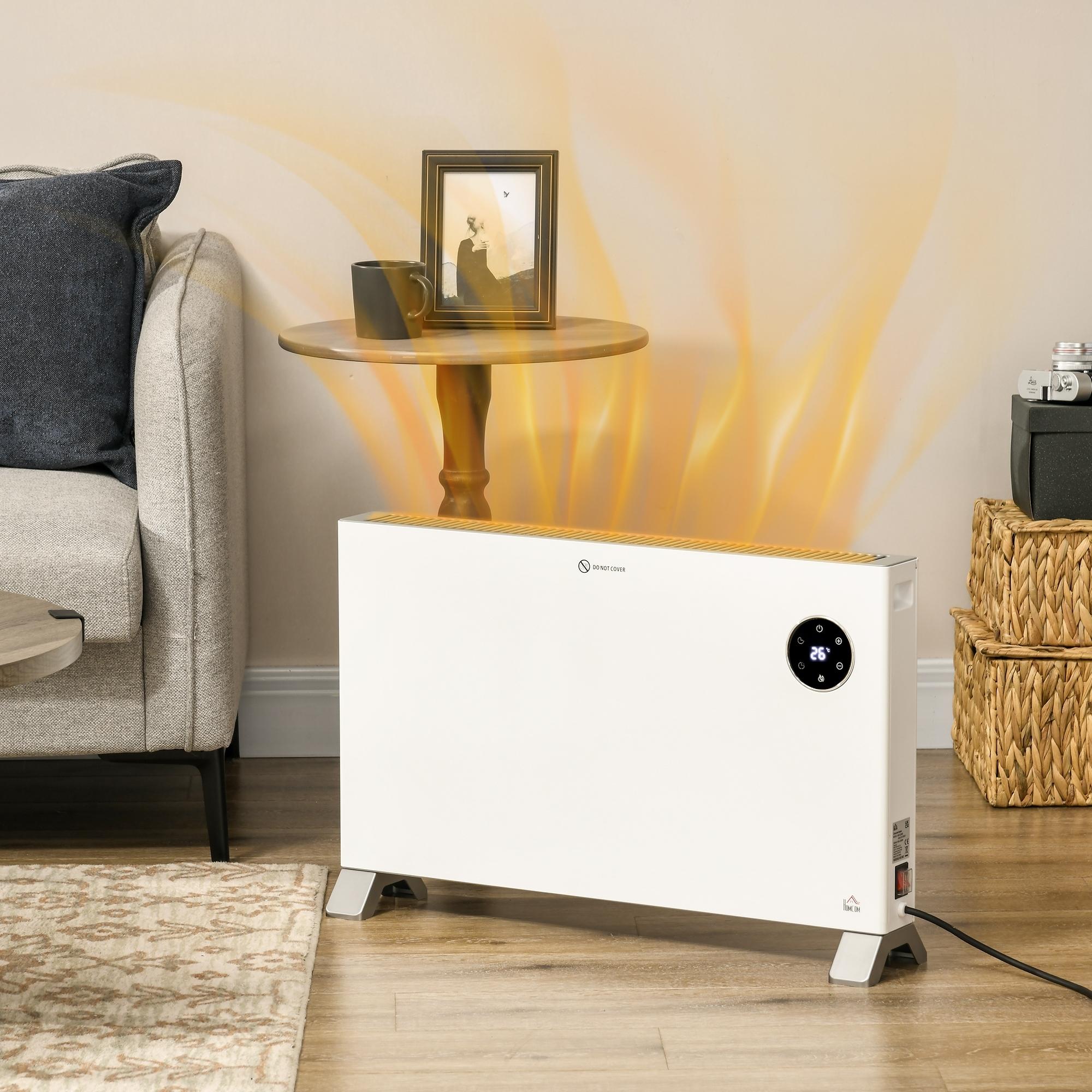 Homcom - Radiateur électrique avec thermostat timer télécommande chauffage  panneau rayonnant écran LED 2000W max. acier alu. blanc
