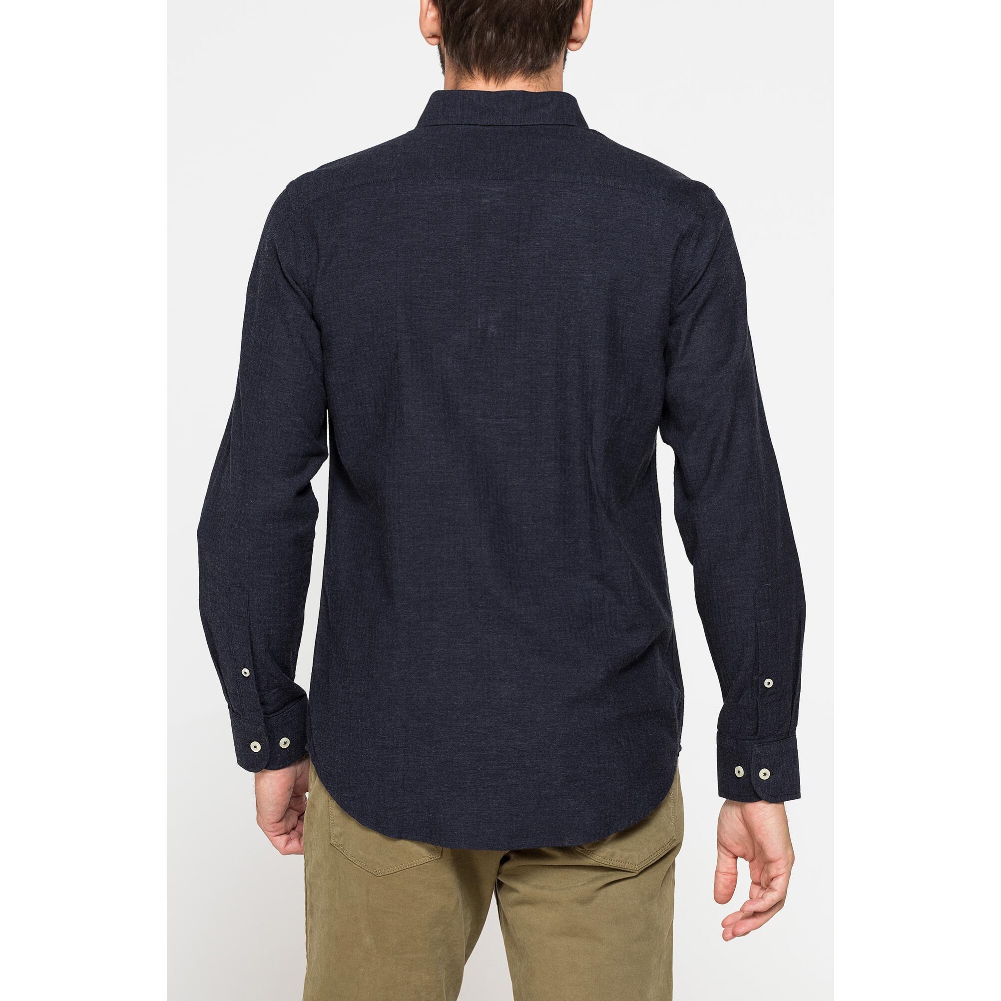 CAMICIA DI FLANELLA IN COLORI TINTA UNITA CON TASCHINO