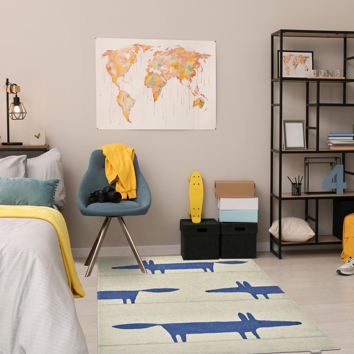 Tapis enfant fait à la main en laine RAIL