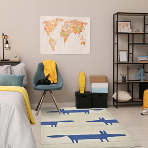 Tapis enfant fait à la main en laine RAIL