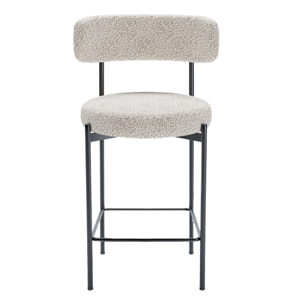 Lot de 2 fauteuils de bar bouclette grise et blanche Lili