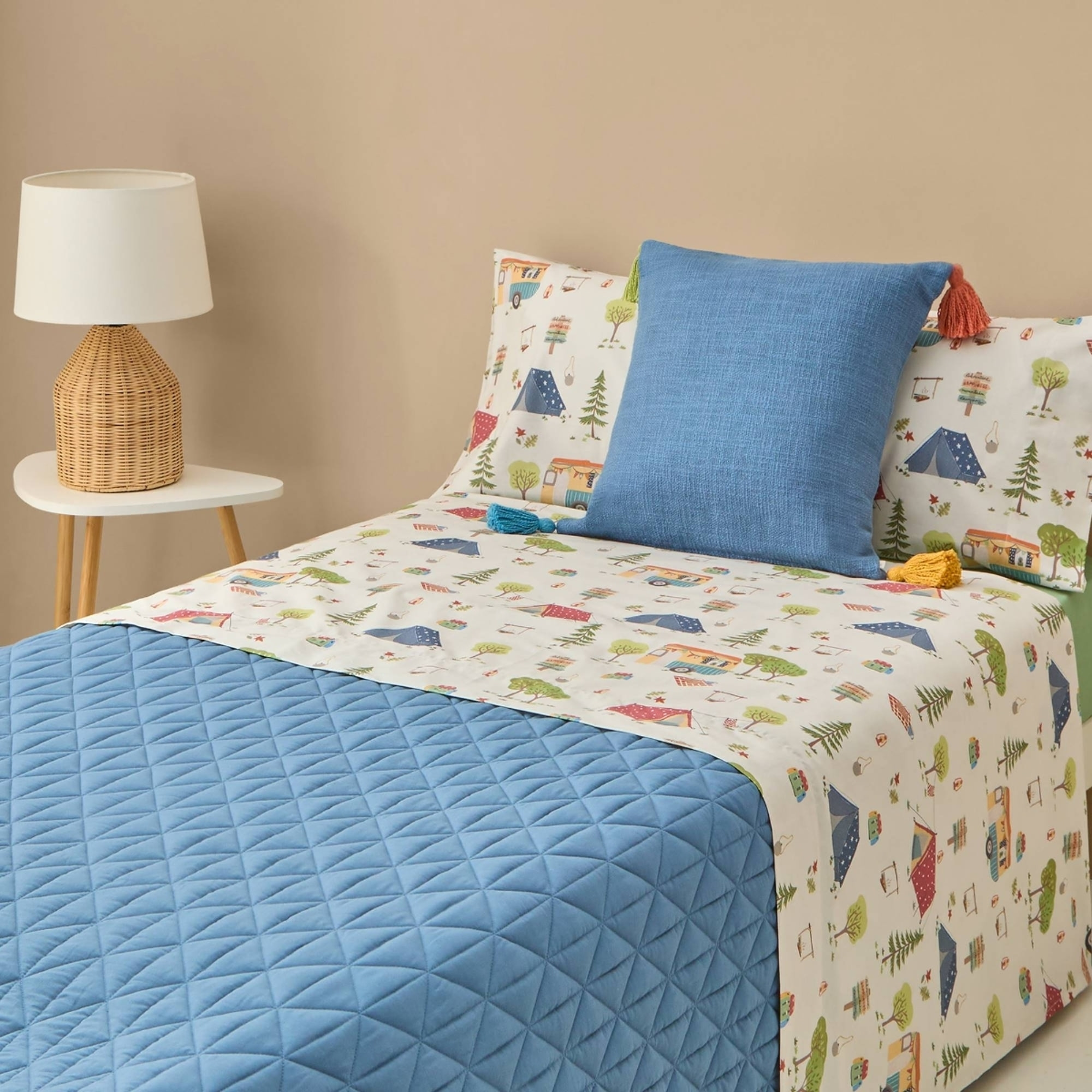 Sábana encimera camping Campito color gris piedra 100% Algodón percal