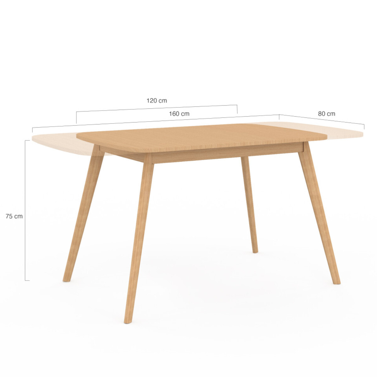Table à manger extensible Venezia bois 120-160cm