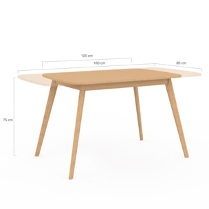 Table à manger extensible Venezia bois 120-160cm