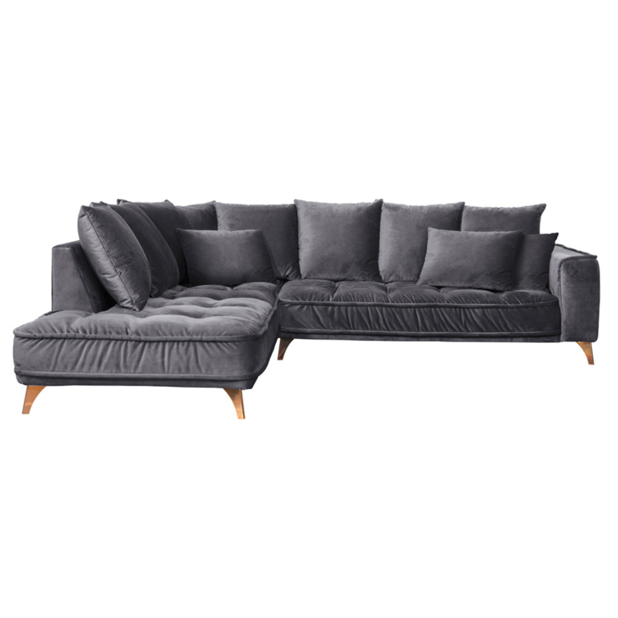 Canapé d'Angle Gauche Velours Altamo, 4 Places, Housse Déhoussable, Style Scandinave