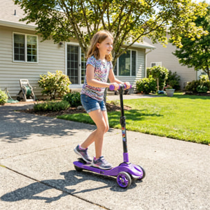 Trottinette électrique enfant pliable 3 roues 8 Km/h max LED violet