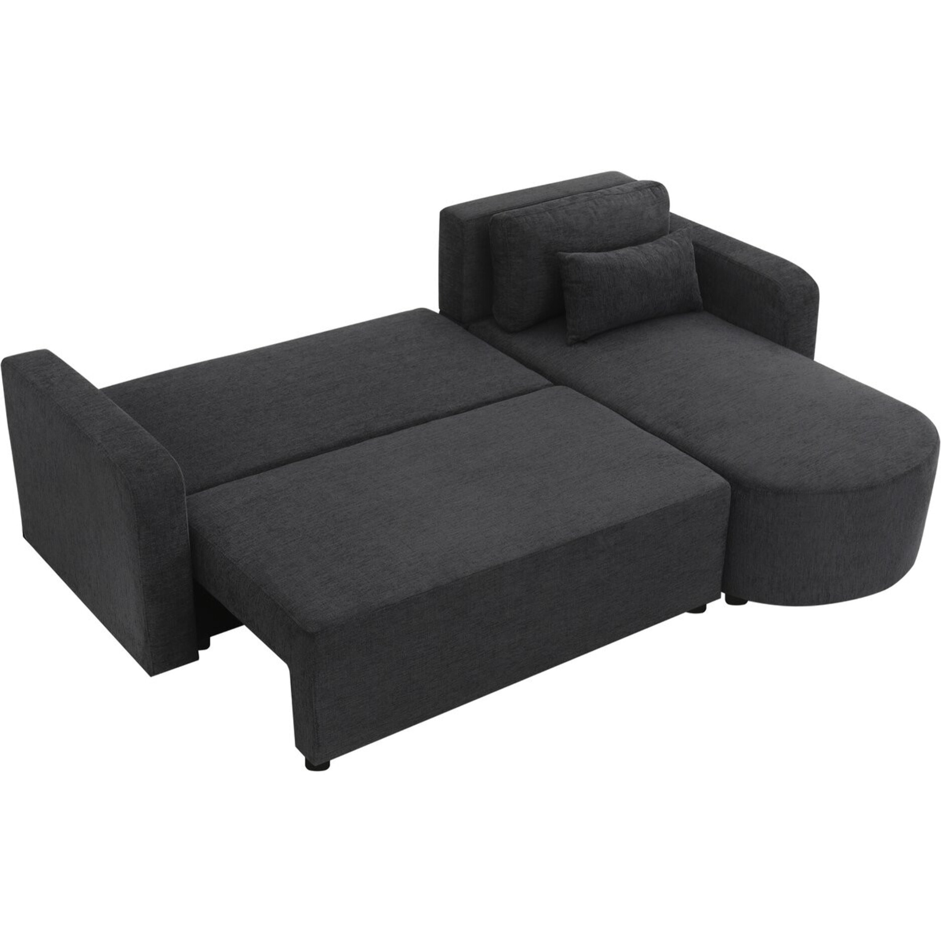 Canapé d'angle convertible/réversible en tissu "Charles" - 3 places - Noir