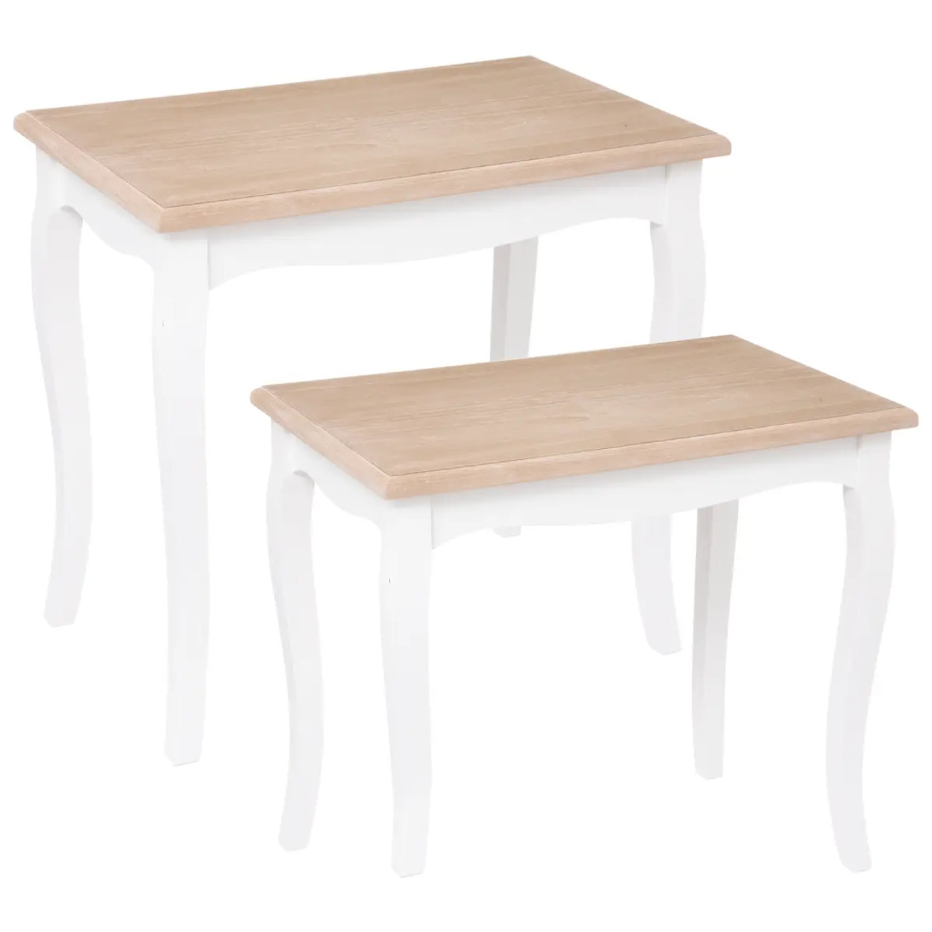 Lot de 2 tables gigognes "Chrysa" pin blanc L48/60cm