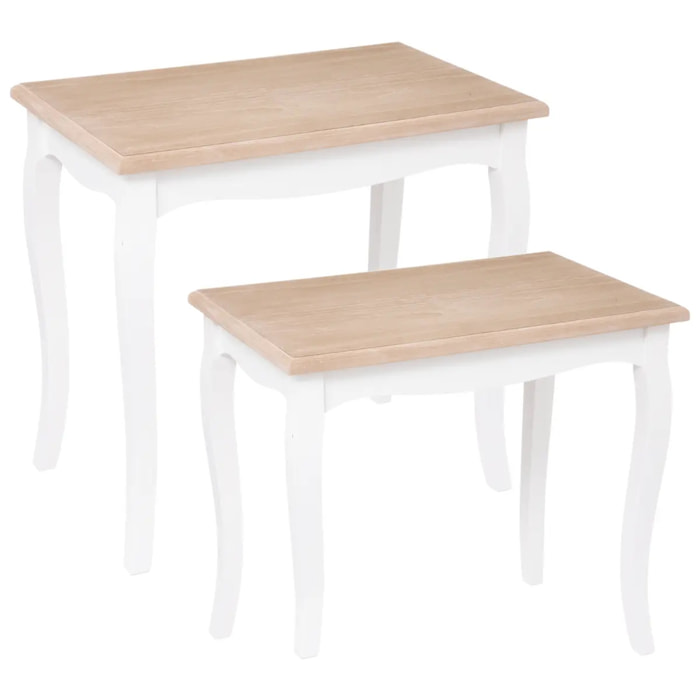 Lot de 2 tables gigognes "Chrysa" pin blanc L48/60cm