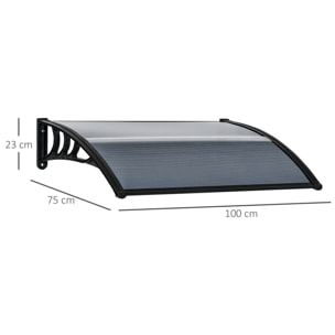 Marquesina Exterior para Puertas y Ventanas 100x75 cm Tejadillo de Protección contra Sol y Lluvia con Cubierta de Policarbonato Negro