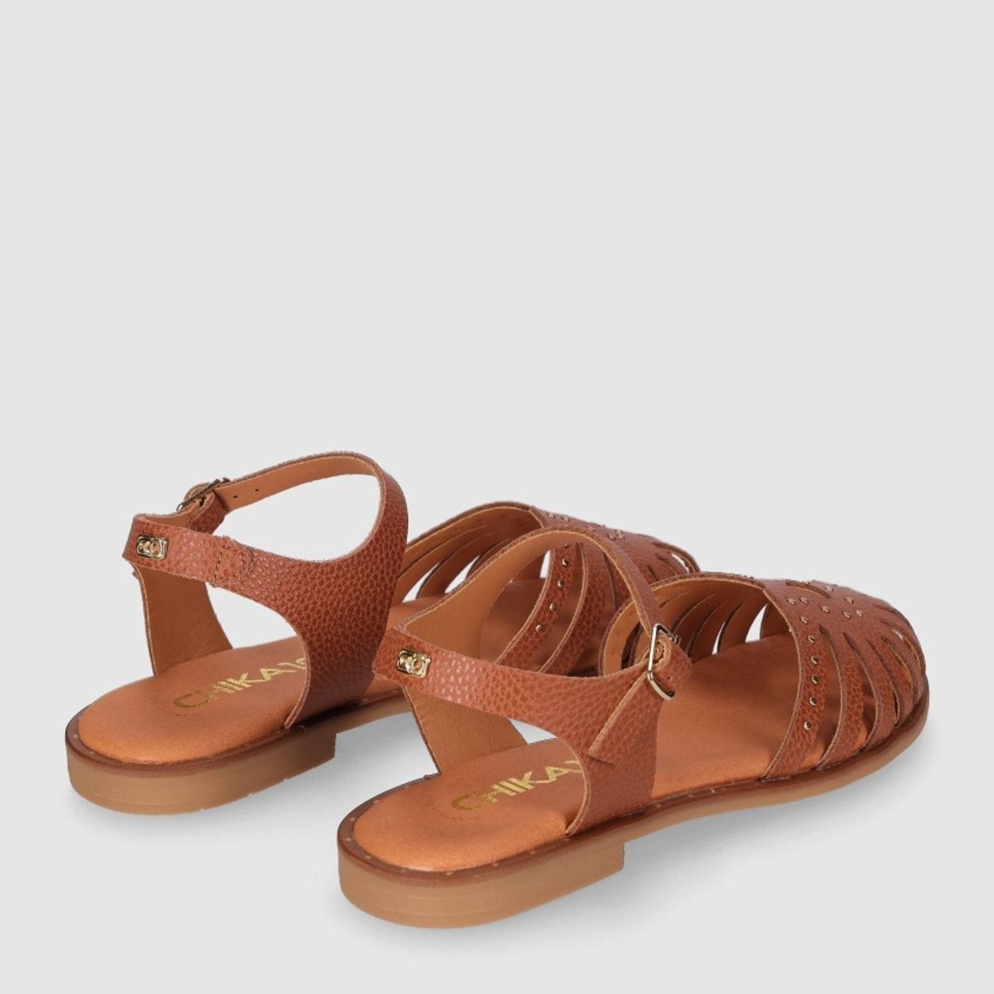 Sandalias de Piel - Cuero - Tacón: Bajo