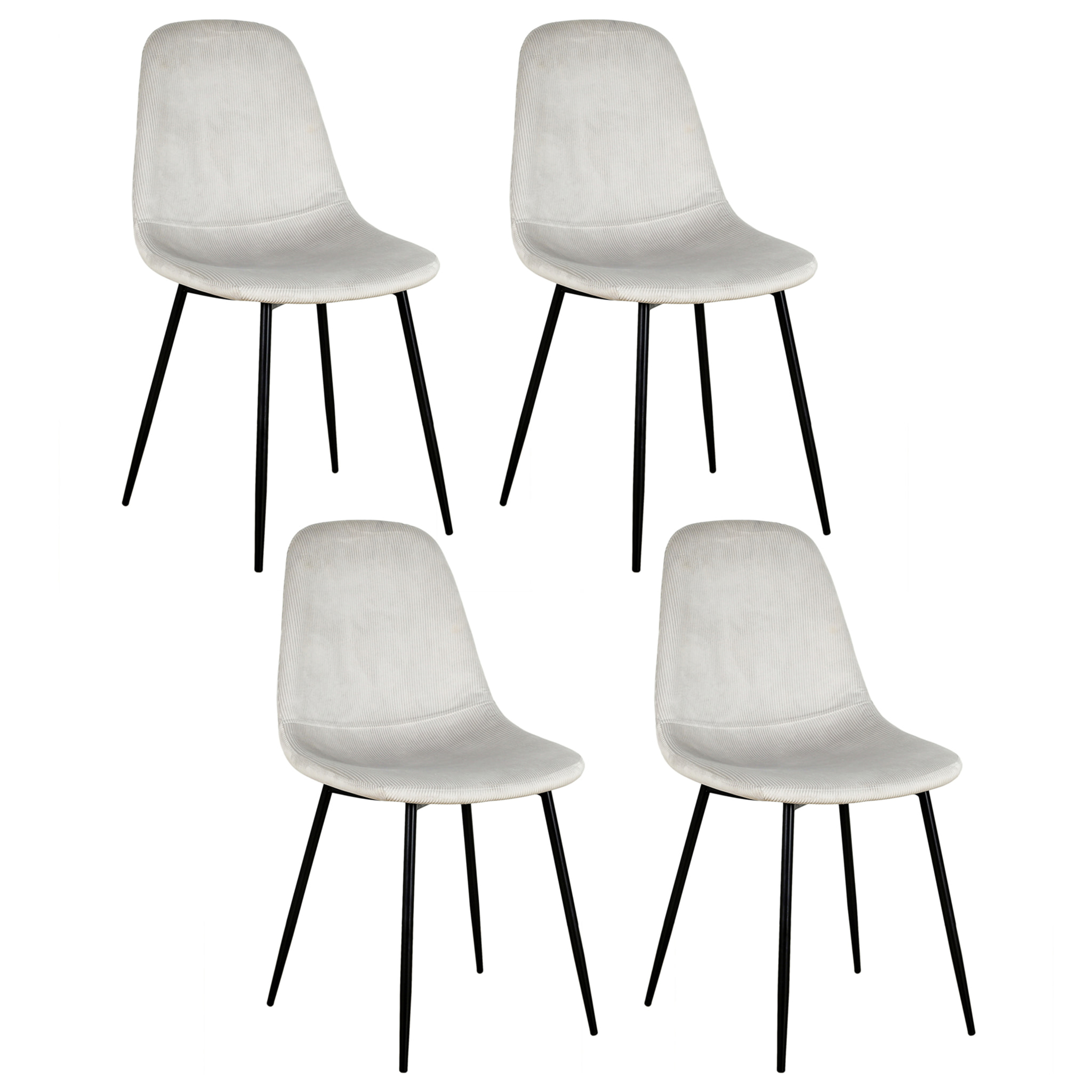 Chaise Velours Cotele Giulia Gris Clair - Lot De 4