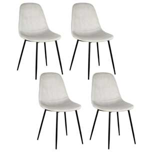Chaise Velours Cotele Giulia Gris Clair - Lot De 4